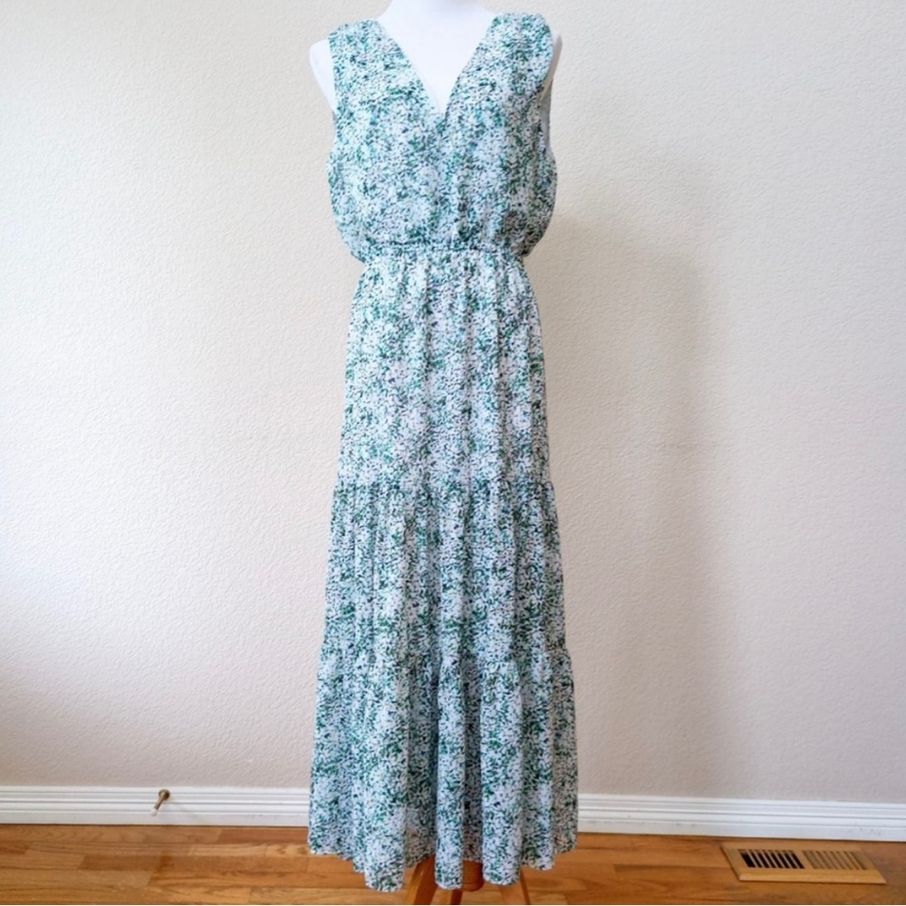 Banana Republic floral wrap botice tiered sleeveless maxi dress